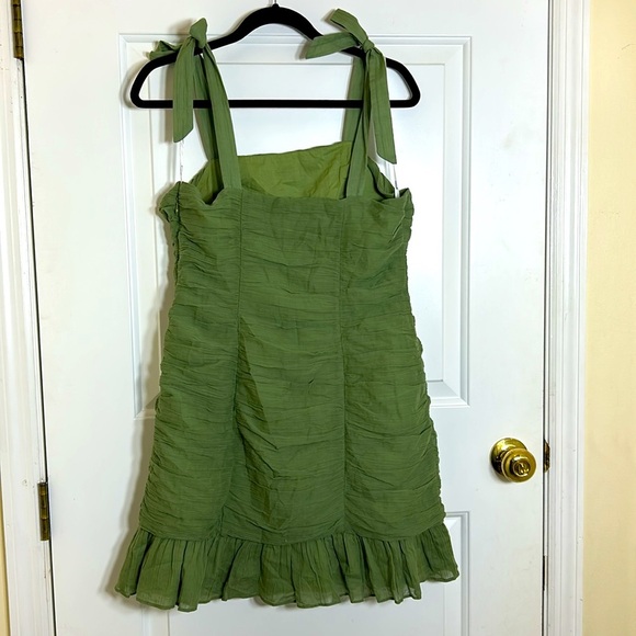 MINKPINK Little Darling Cotton Printed Green Ruched Dress - Picture 3 of 5